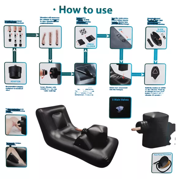 Dark Magic - Battery-Operated Pleasure Machine with Bed (Black)