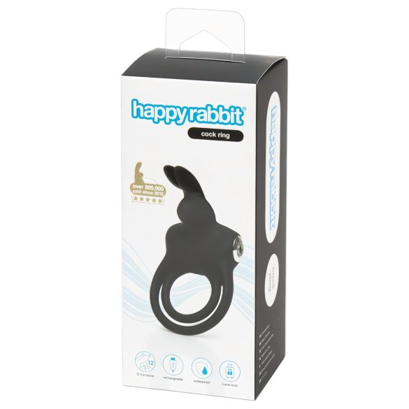Happyrabbit Cock - Waterproof Rechargeable Penis & Testicle Ring (Black)