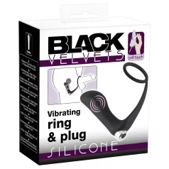 Black Velvet - anal vibrator with penis ring (black)