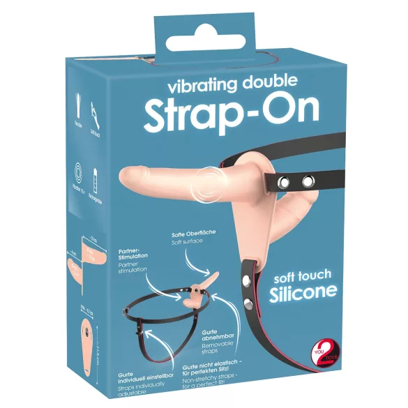 You2Toys - Strap-On - Double Vibrator (Natural)