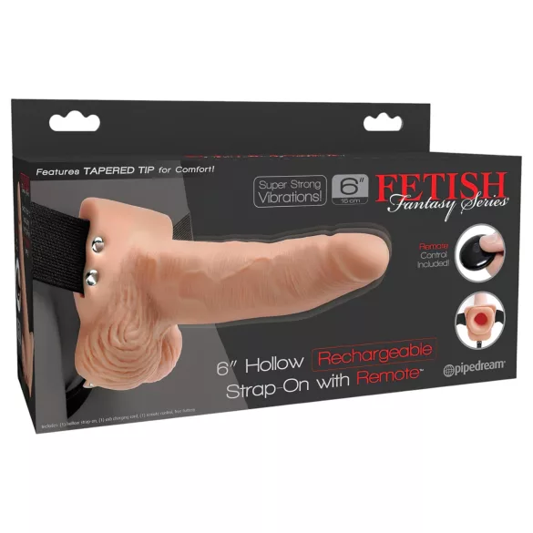 Pipedream - Fetish Strap-On 6 - hollow strap-on vibrator (flesh-coloured)