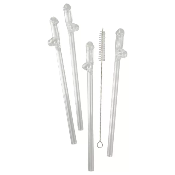 Straw Willy - Fun Penis-Shaped Straws - Clear Set (4 Pack)