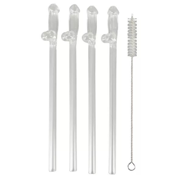 Straw Willy - Fun Penis-Shaped Straws - Clear Set (4 Pack)