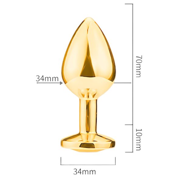 Sunfo - Gold Metal Anal Plug with Red Gem