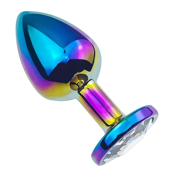 Sunfo - Metal Anal Plug with White Gem (Rainbow)