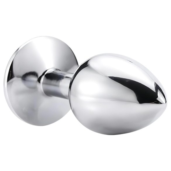 Sunfo - Metal Anal Plug with White Gem (Silver)