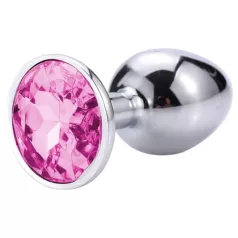 Sunfo - Metal Anal Plug with Pink Gem (Silver)