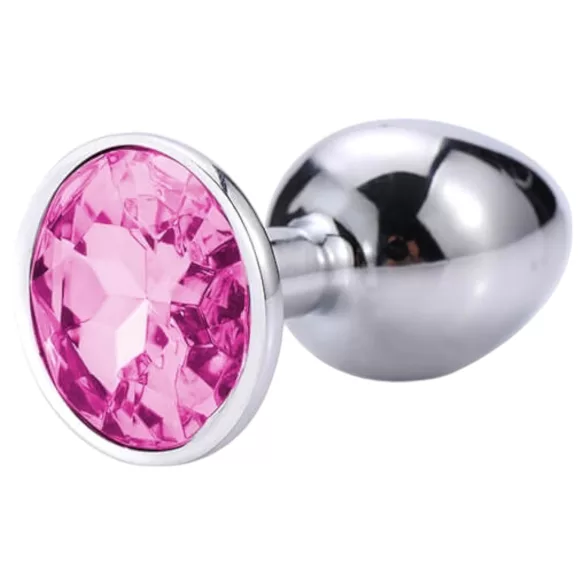 Sunfo - Metal Anal Plug with Pink Gem (Silver)