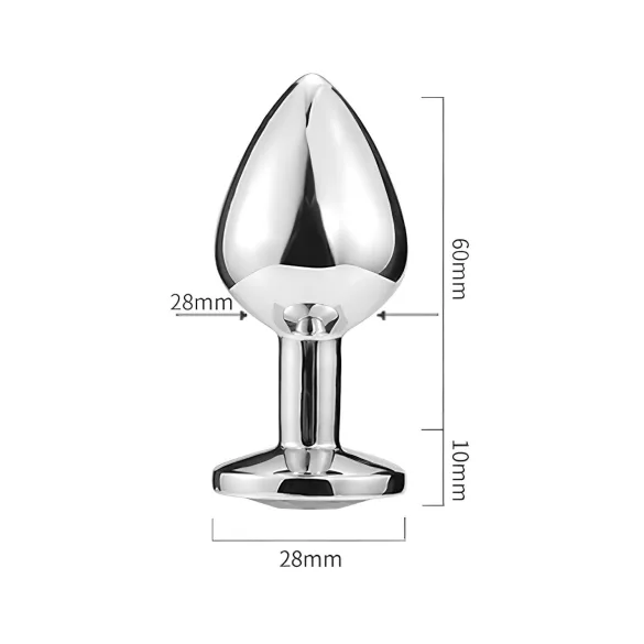 Sunfo - Metal Anal Plug with Pink Gem (Silver)