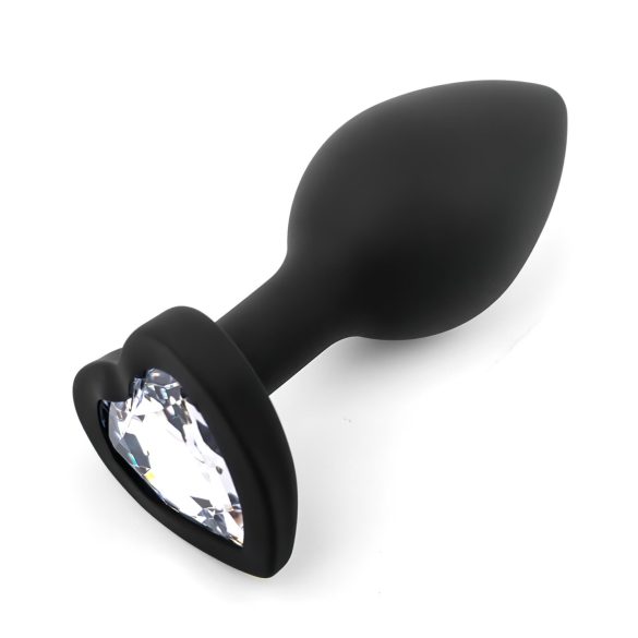 Sunfo - Silicone Heart Gem Anal Plug (Black and White)