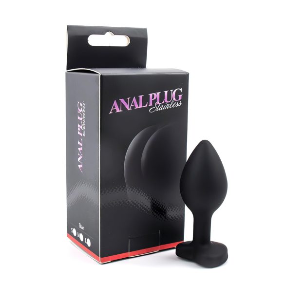 Sunfo - Silicone Heart Gem Anal Plug (Black and White)