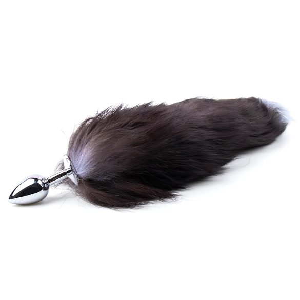 Sunfo - Silver-Black Metal Anal Plug with Fox Tail