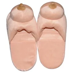 Plush slippers, natural - breast-shaped (size 42-44)
