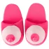Plush Pink Slippers - Boob-Shaped