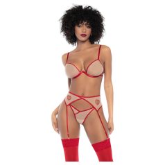 Mapalé - 3-Piece Cutout Bra Set (Red-Natural) - (S/M)