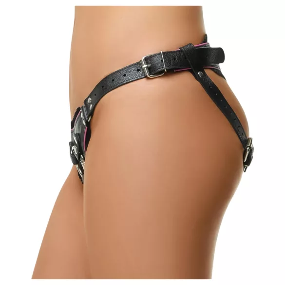 ZADO - black leather lower harness for strap-on dildo, BDSM (S-L)