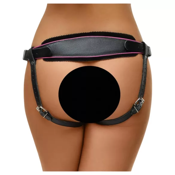 ZADO - black leather lower harness for strap-on dildo, BDSM (S-L)