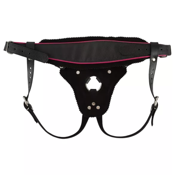ZADO - black leather lower harness for strap-on dildo, BDSM (S-L)