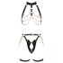 ZADO - 2-Piece Leather Harness Set (Black-Gold)