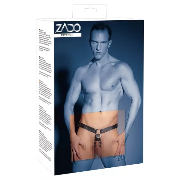 ZADO - Leather Thong with Dildo & 3 Penis Rings