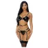 JSY 050 - erotic lingerie set (black) - L/XL
