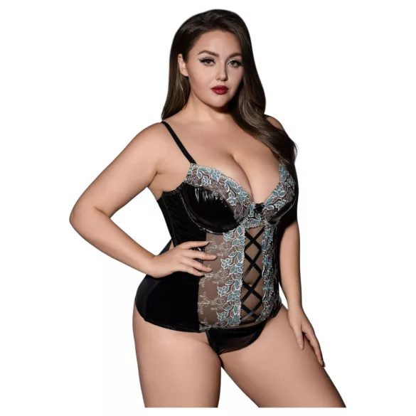 JSY 062 - black lace‑up lingerie set (XL-2XL)
