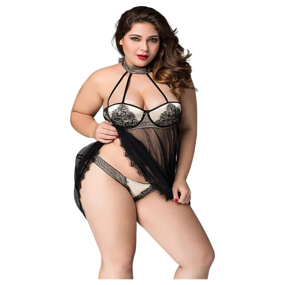 JSY 066 - black babydoll set (XL-2XL)