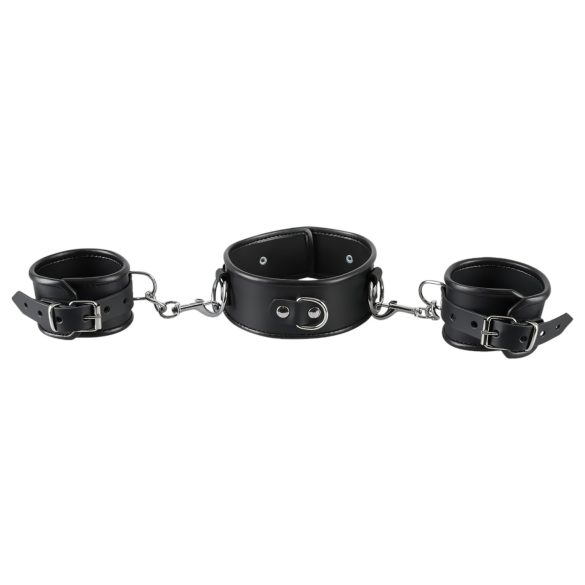 ZADO - Black Leather Collar with Cuffs