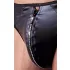 Svenjoyment - Shiny Men's Thong with Rhinestone Zipper (Black) - M