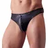 Svenjoyment - Shiny Men's Thong with Rhinestone Zipper (Black) - 2XL