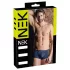 NEK - black lace‑up fishnet‑panel boxer shorts (blue)