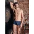 NEK - black lace‑up fishnet‑panel boxer shorts (blue)