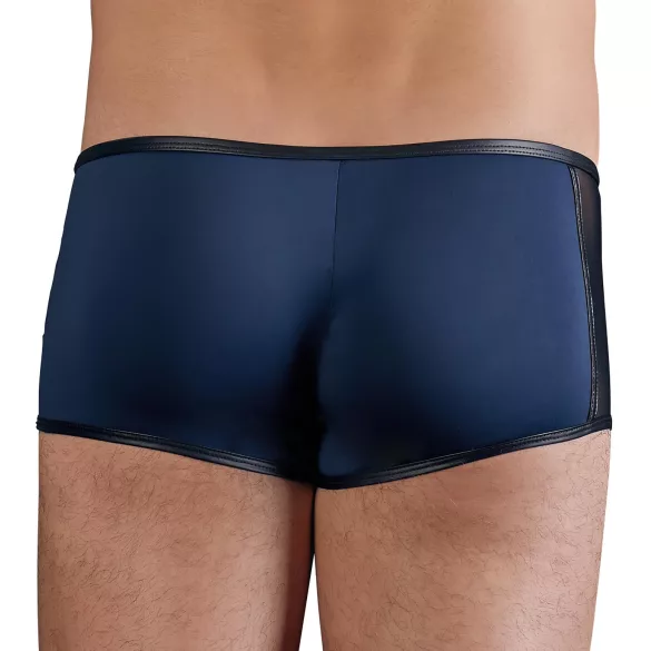 NEK - black lace‑up fishnet‑panel boxer shorts (blue)
