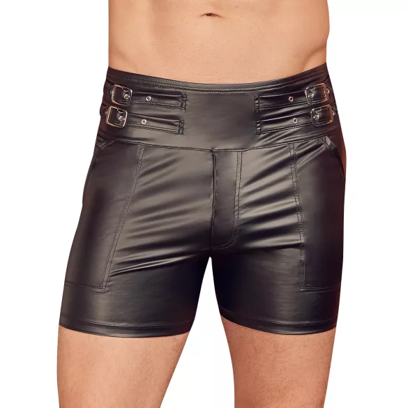 NEK - Men's Long Black Shorts with Metal Buckle - L