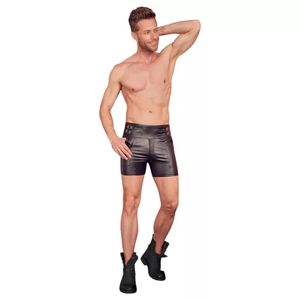 NEK - Men's Long Black Shorts with Metal Buckle - L