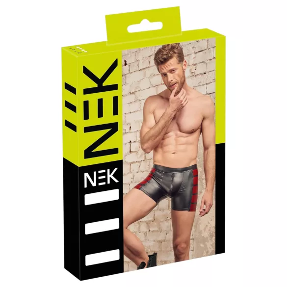 NEK - Black Boxer Briefs with Red Side Panels and Zipper - L