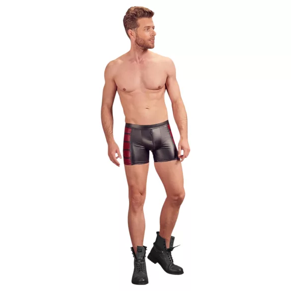 NEK - Black Boxer Briefs with Red Side Panels and Zipper - XL