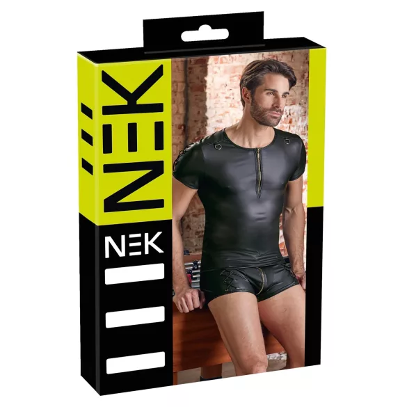 NEK - Matte Finish Men's Black Short Sleeve Top - M