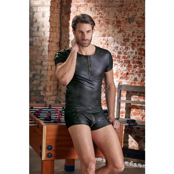 NEK - Matte Finish Men's Black Short Sleeve Top - L