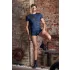 NEK - Men's Black Lace-Up Top with Fishnet Details (Blue) - L