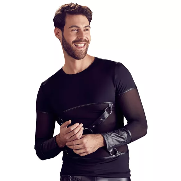 NEK - Cross-Strap Long Sleeve Men's Top (Black) - M