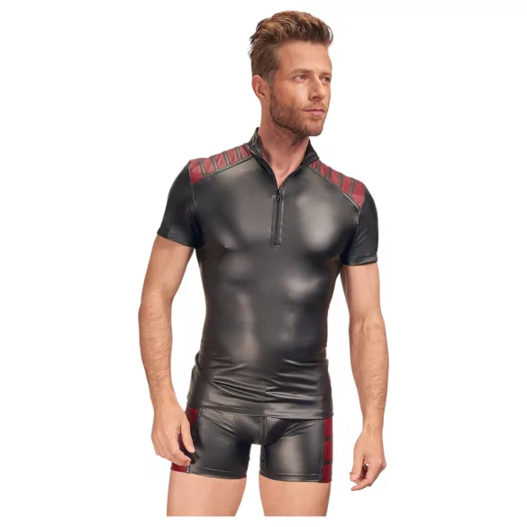 NEK - Men's Black Zip-Up Jacket with Red Accents