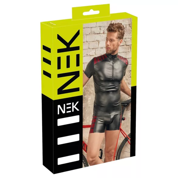 NEK - Men's Black Zip-Up Jacket with Red Accents - M