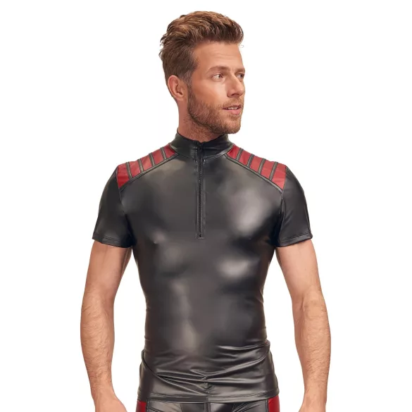 NEK - Men's Black Zip-Up Jacket with Red Accents - M