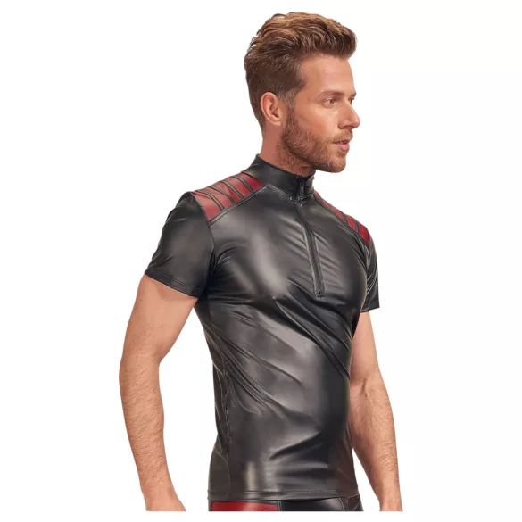 NEK - Men's Black Zip-Up Jacket with Red Accents - M