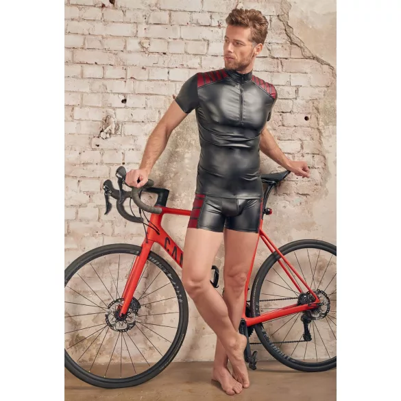 NEK - Men's Black Zip-Up Jacket with Red Accents - M