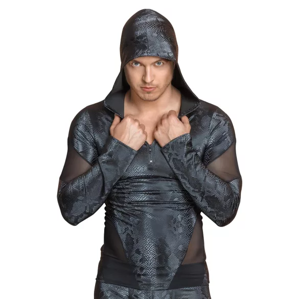 NEK - Men's Black Hoodie with Snake Print - L