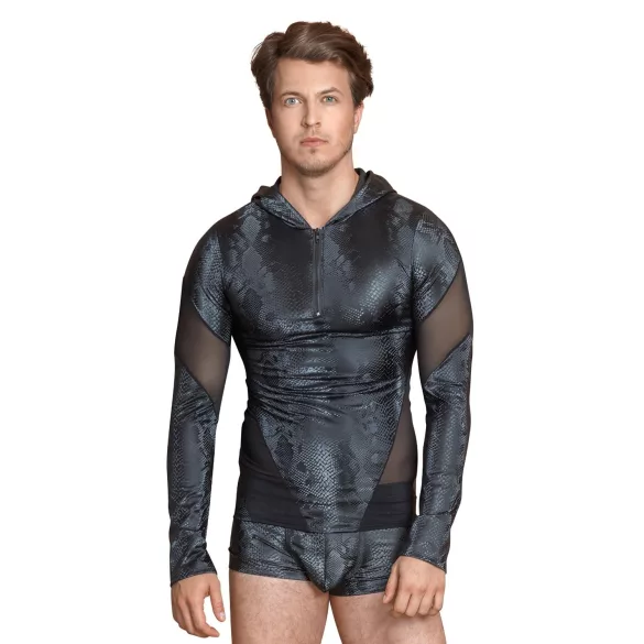 NEK - Men's Black Hoodie with Snake Print - L