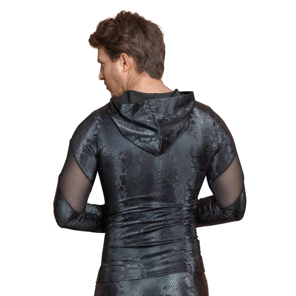 NEK - Men's Black Hoodie with Snake Print - L