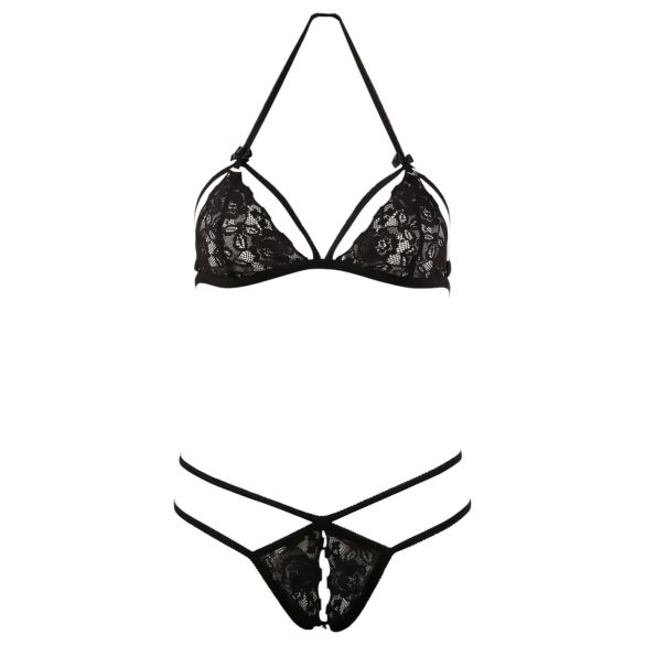 Cottelli - Open Lace Set (Black)  - XL